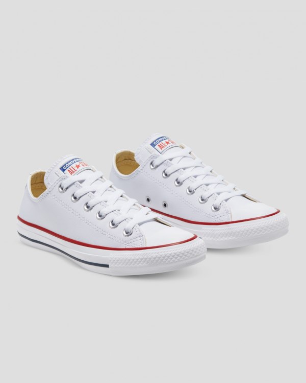 Converse Chuck Taylor All Star Leather Hvide Sko Danmark - Converse Lave Sneakers Dame - 38905IRYS